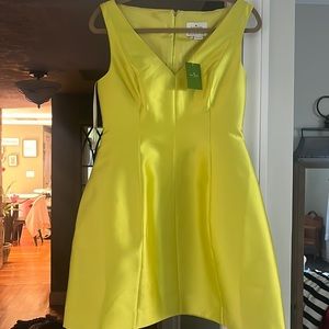 Neon lime green Kate Spade dress. V- neck sleeveless dress.